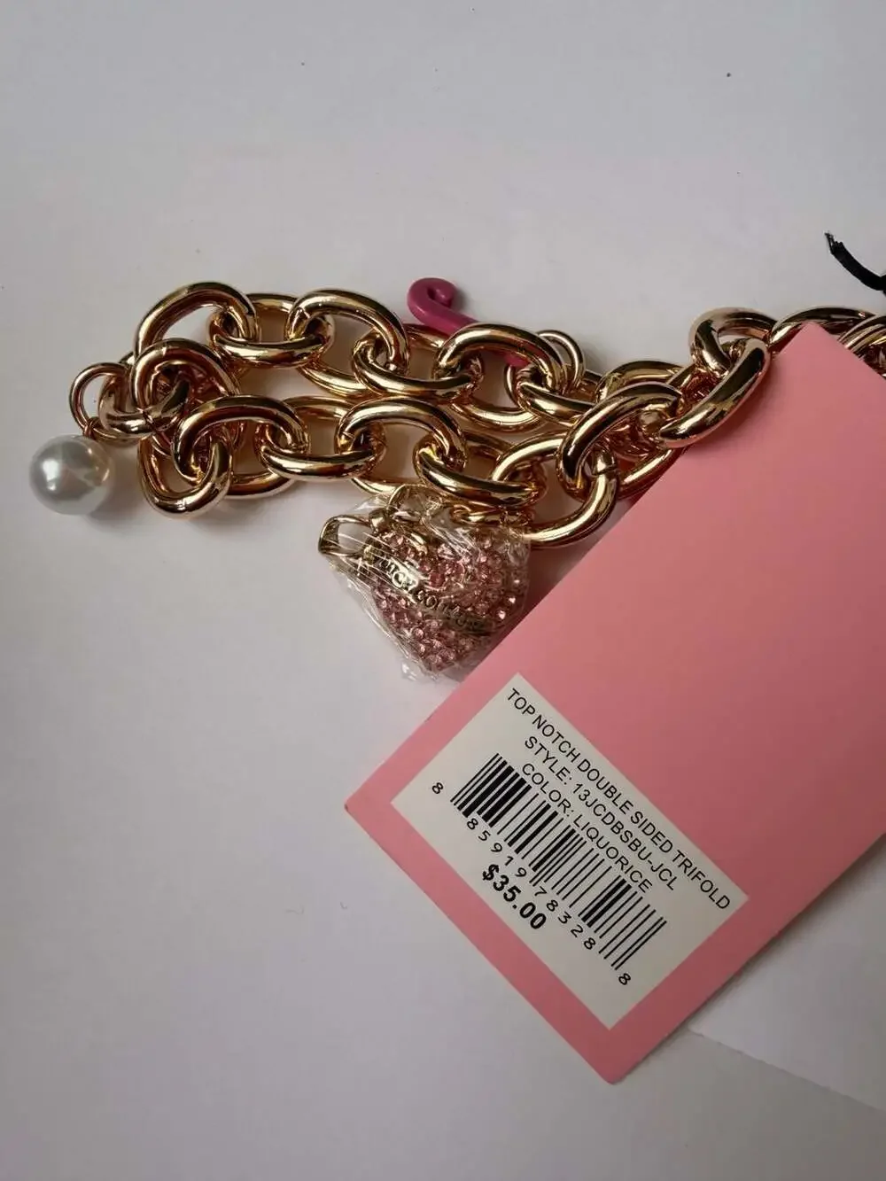 Juicy Couture Top Notch Double Sided Trifold Wallet in Liquorice